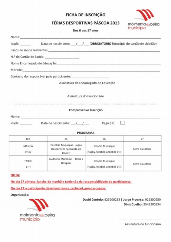 Ficha de Inscrição